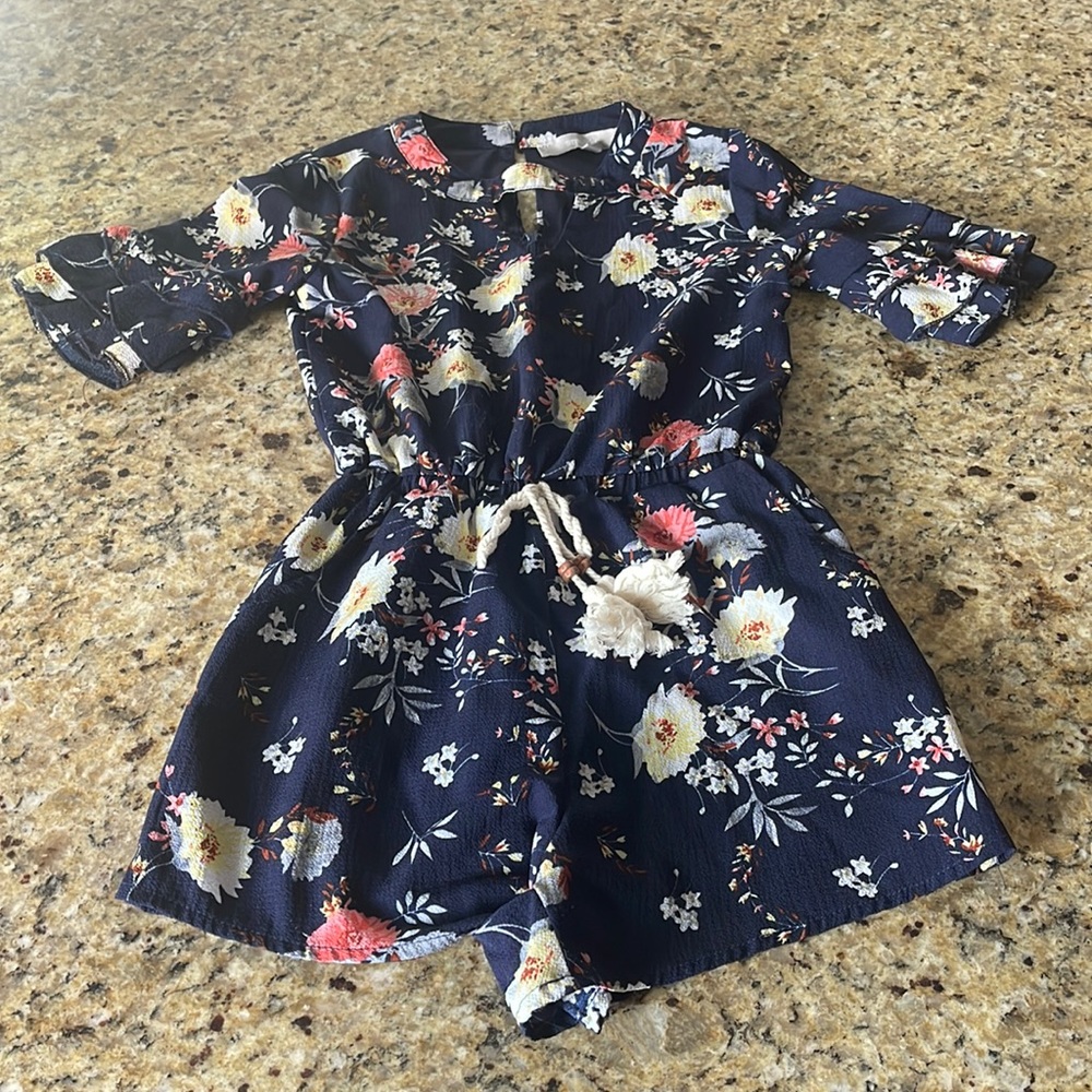 Girls floral shorts romper
